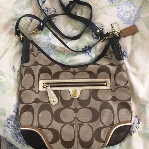 Coach brown and black leather crossbody bag